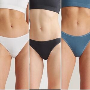 New Quince Organic Cotton Thong 6 Pack Black White Ocean Blue Sz M
